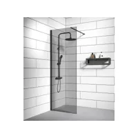 paroi de douche rizani - 70 x 200 cm - badplaats - noir - verre teinté