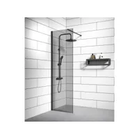 paroi de douche rizani - 60 x 200 cm - badplaats - noir - verre teinté