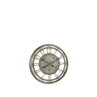 horloge chiffres arabes mecanisme apparent metal + verre antique gris