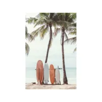 tableau sur verre synthétique surfs et palmiers 65x97 cm 631885