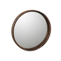 paris prix - plateau & miroir design rond & rotin 40cm marron