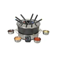 kitchen chef - ksfd07 - service à fondue 1000w 8 fourchettes noir/inox