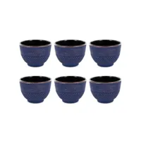 6 tasses en fonte de chine bleu & bronze 15 cl #kit