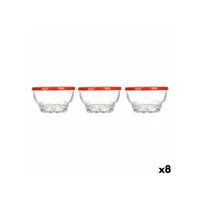 set de bols karaman rouge transparent verre polyéthylène ø 10,5 cm 275 ml (8 unités)
