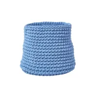 homescapes grand panier rond tressé en tricot bleu - 42 x 37 cm sf2017b
