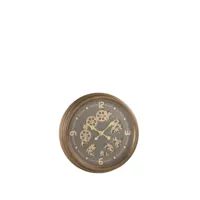 horloge chiffres arabes mecanisme apparent metal + verre antique or