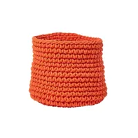 homescapes grand panier rond tressé en tricot orange - 42 x 37 cm sf2010b