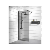 paroi de douche rizani - 90 x 200 cm - badplaats - noir - verre teinté