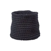 homescapes grand panier rond tressé en tricot noir - 42 x 37 cm sf1367b