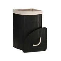 bathroom solutions panier à linge d'angle bambou noir