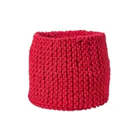 homescapes grand panier rond tressé en tricot rouge - 42 x 37 cm sf1370b