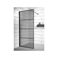 paroi de douche essos - 70 x 200 cm - badplaats - verre teinté noir - 8 mm verre