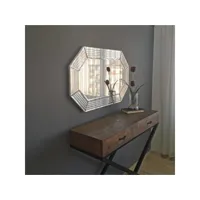 miroir décoratif hexagone beketa 100x60cm verre trempé argent