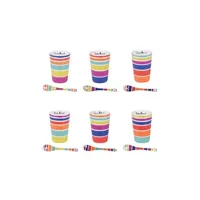 tasse et mugs little marcel coffret de 6 gobelets et ses cuillères multico 15 cl - - multicolore - porcelaine