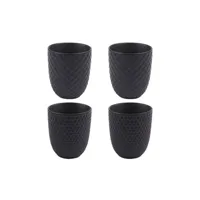 tasse et mugs table passion coffret de 4 gobelets à thé snow black mat 20 cl - - noir - porcelaine