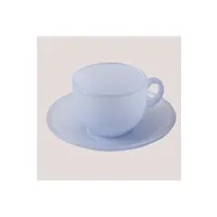 tasse et mugs sklum pack de 4 tasses à café 15 cl avec assiette en verre ainara mousse bleu lavande 6,4 cm
