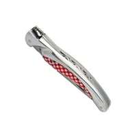 couteau laguiole couteau oiseau aluminium et carreaux rouge et blanc