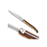 couteau laguiole coffret de 6 couteaux à steak manche en plexiglas nacré chocolat