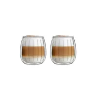 tasse et mugs vialli design - lot de 2 verres double paroi striés 250ml - transparent -