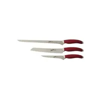 couteau berkel jeu de 3 couteaux à jambon teknica rouge