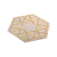 assiette de présentation hexagonale en marbre et or palatina de gabriele d'angelo