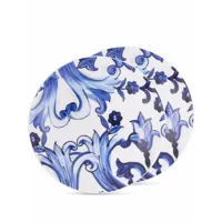 dolce & gabbana set de deux assiettes en porcelaine à imprimé blu mediterraneo - blanc