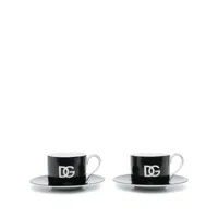dolce & gabbana lot de 2 tasses en céramique à logo imprimé - noir