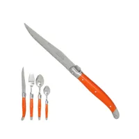 couteau orange artisanal "je crée ma table", laguiole made in france