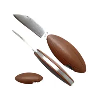 couteau brenus, le couteau du rugby, manche en cuir marron