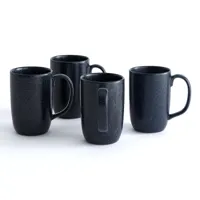 lot de 4 mugs grès émaillé réactif preto