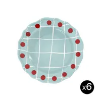 bitossi home - assiette creuse quadri en céramique, porcelaine couleur bleu 23 x 1 cm made in design