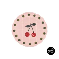 bitossi home - assiette à dessert quadri en céramique, porcelaine couleur rose 22.5 x 1 cm made in design