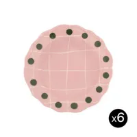 bitossi home - assiette creuse quadri en céramique, porcelaine couleur rose 23 x 1 cm made in design