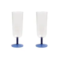 & klevering - flûte à champagne mingle en verre couleur bleu 6.5 x 17.5 cm made in design