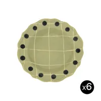 bitossi home - assiette creuse quadri en céramique, porcelaine couleur vert 23 x 1 cm made in design