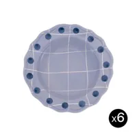 bitossi home - assiette creuse quadri en céramique, porcelaine couleur violet 23 x 1 cm made in design