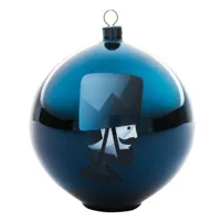 alessi - boule de noël en verre, verre soufflé décoré à la main couleur bleu 15.33 x 11 cm designer antonio aricò made in design