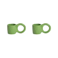 petite friture - tasse à espresso donut en céramique, faïence émaillée couleur vert 11 x 13.39 5.5 cm designer pia chevalier made in design