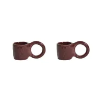 petite friture - tasse à espresso donut en céramique, faïence émaillée couleur rouge 11 x 13.39 5.5 cm designer pia chevalier made in design