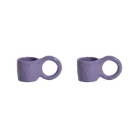 petite friture - tasse à espresso donut en céramique, faïence émaillée couleur violet 11 x 13.39 5.5 cm designer pia chevalier made in design