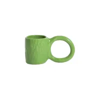 petite friture - tasse à café donut en céramique, faïence émaillée couleur vert 17 x 17.54 9 cm designer pia chevalier made in design