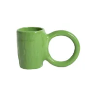 petite friture - mug donut en céramique, faïence émaillée couleur vert 18.17 x 12 cm designer pia chevalier made in design