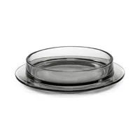 valerie objects - assiette creuse dishes to en verre couleur gris 22.89 x 6 cm designer glenn sestig made in design
