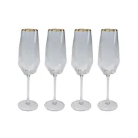 lot de 4 - flûte à champagne en verre bord doré