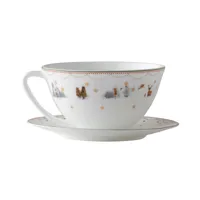 wik & walsøe tasse à thé avec soucoupe julemorgen story blanc-multi