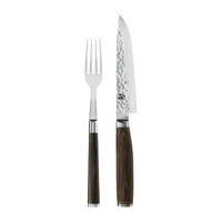 kai ensemble de couteau et fourchette kai shun premier chrome-marron