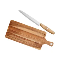 dorre couteau à pain billy et planche à découper 2 pièces acacia-acier inoxydable